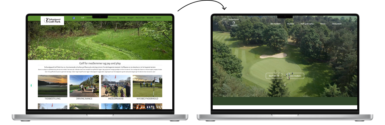 Mockup ekstierende hjemmeside og nye hjemmeside
